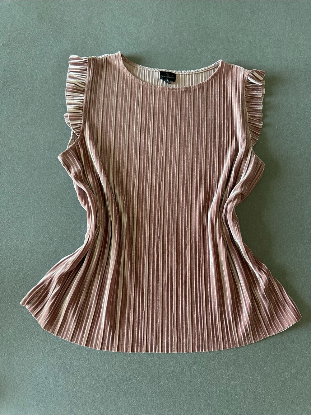 Worthington Rose Velvet Ruffle Sleeveless Blouse
